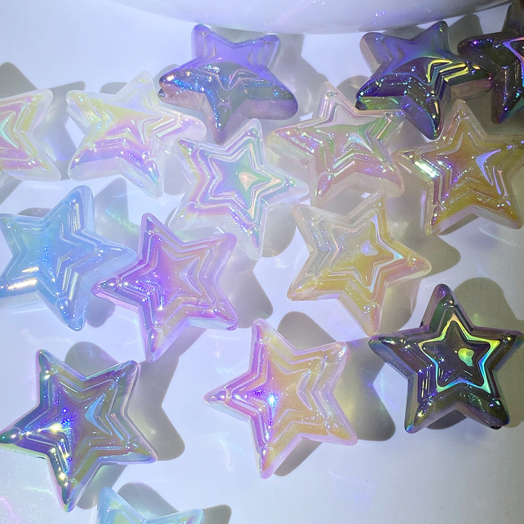 Wholesale 10pcs/pack Luminous Thin Glitter Mermaid Ji Three-layer Pentagram Beads